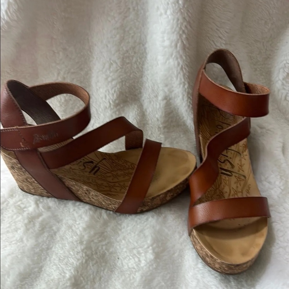 Blowfish Cork Wedges Leather straps size 8